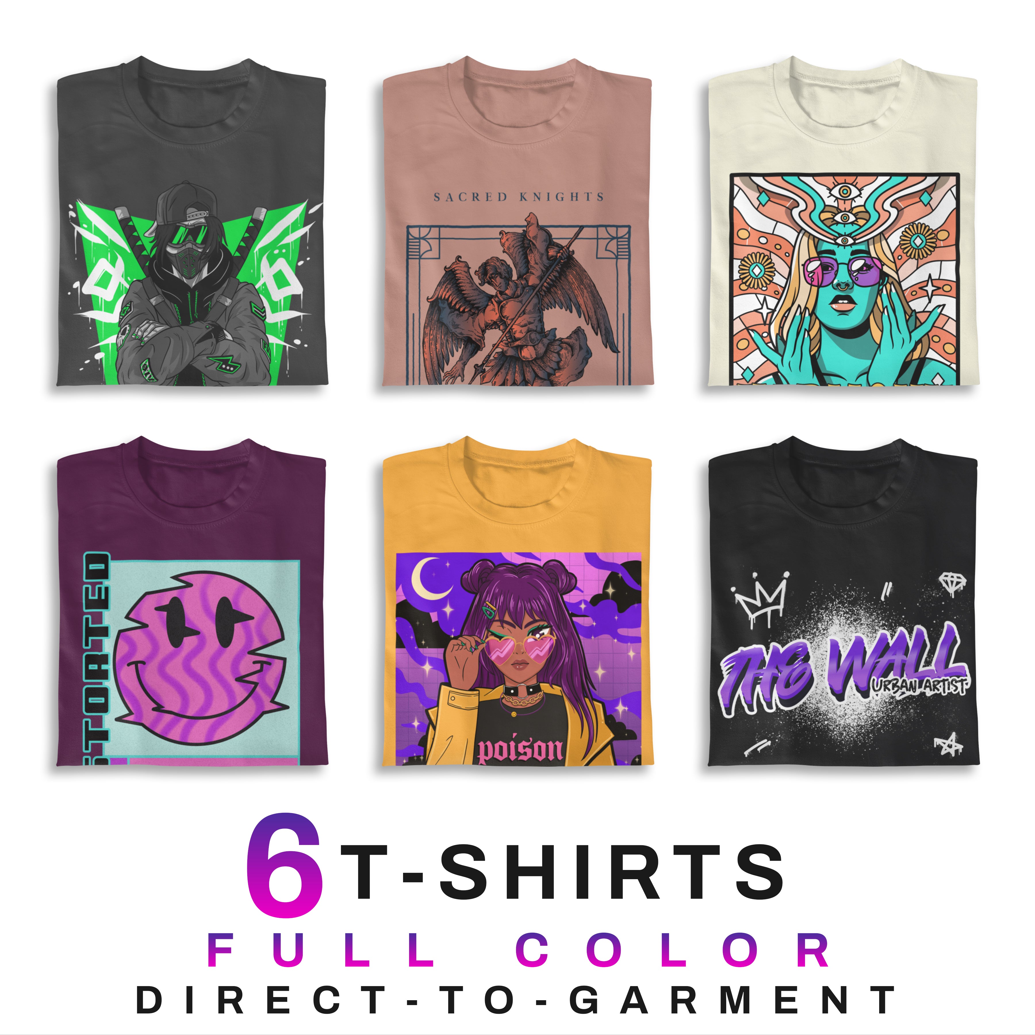 6 FULL-COLOR T-SHIRTS | DTG